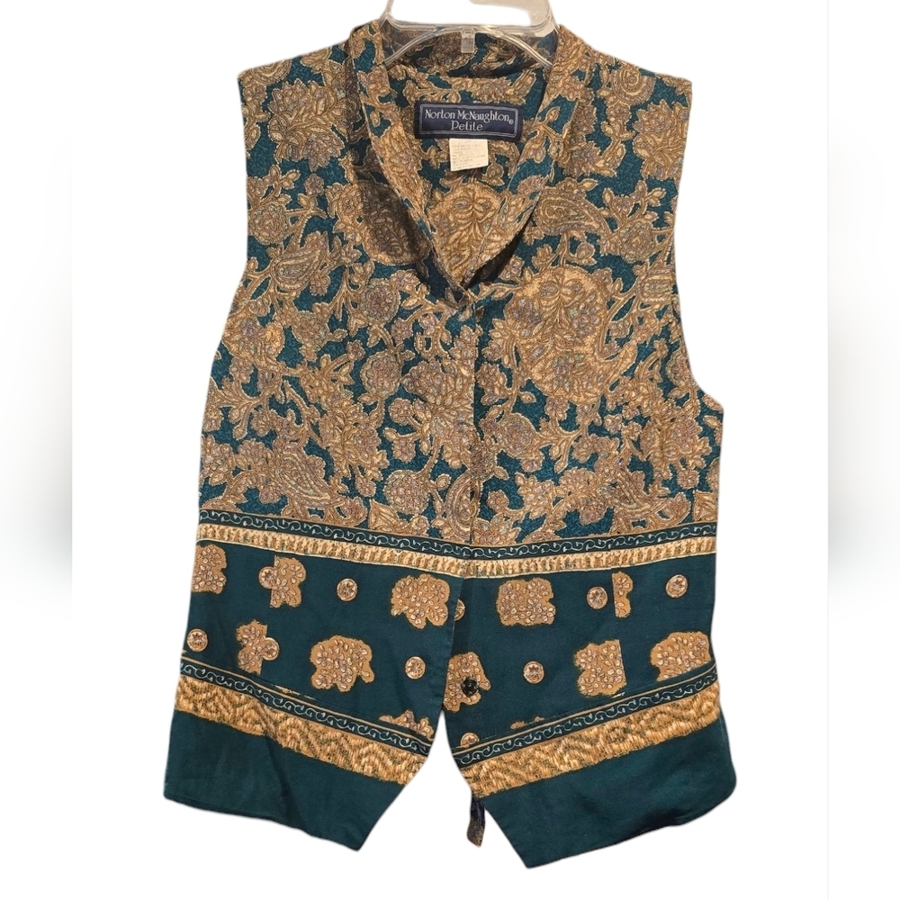 Norton McNaughton Gold and Teal Vest
